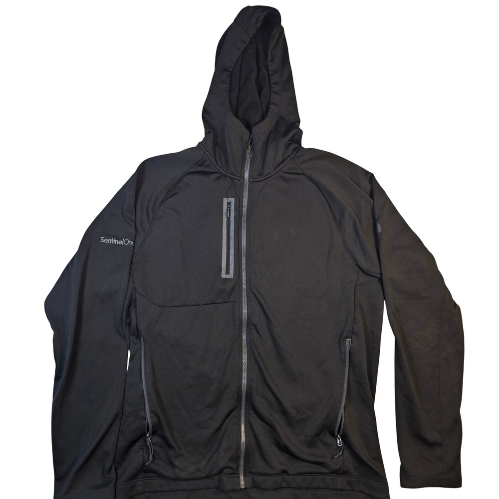 The North Face Mens Black Full Zip Hooded Fleece Jacket SentinelOne Logo Large